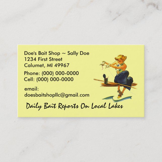 GR8 Retro Business Card Fish Fishing Bait Shop (Front)