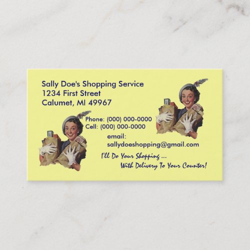 GR8 Retro Business Card Grocery Shopping Service