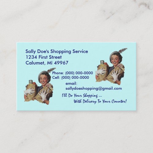 GR8 Retro Business Card Grocery Shopping Service