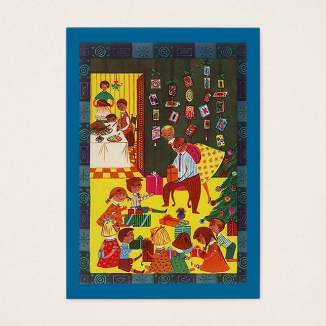 GR8 Retro Style Christmas Gift Exchange Tag Card (Front)