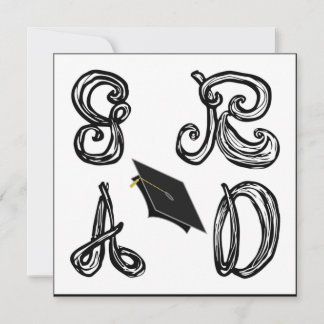 GR AD Fabric Font Grad Cap Graduation Flat Card