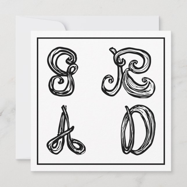 GR AD Fabric Font Letters Graduation Flat Card (Front)