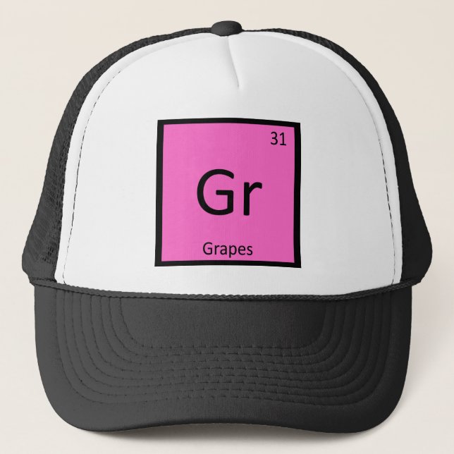 Gr - Grapes Fruit Chemistry Periodic Table Symbol Trucker Hat (Front)