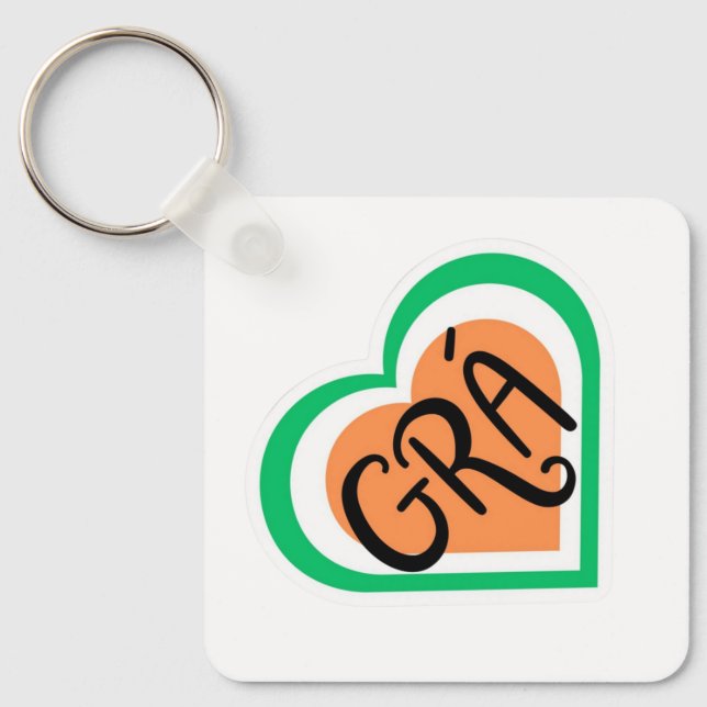 Grá - Irish Love design - Irish Language Keychain (Front)