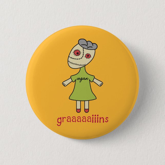 Graaaaaiins Vegan Zombie Button (Front)