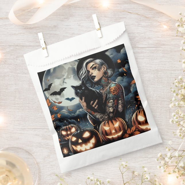 Grab a Broom | Witch Themed Halloween Party Favor Bag (Clipped)