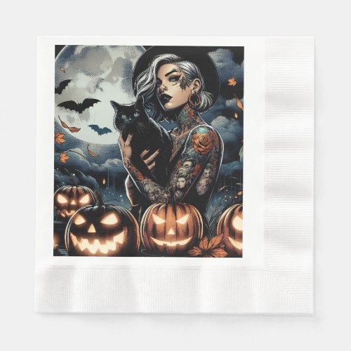 Grab a Broom  Witch Themed Halloween Party Napkins