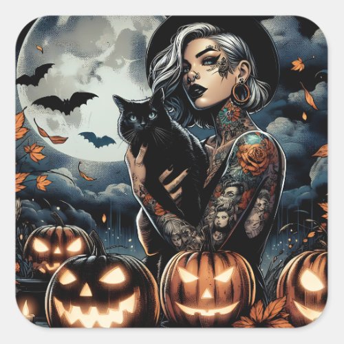 Grab a Broom  Witch Themed Halloween Party Square Sticker