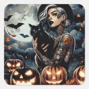 Grab a Broom Witch Themed Halloween Party Square Sticker