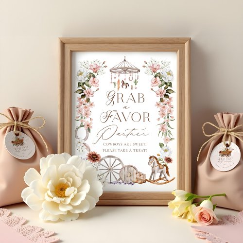 Grab A Favour Partner Wild Western Baby Shower Poster