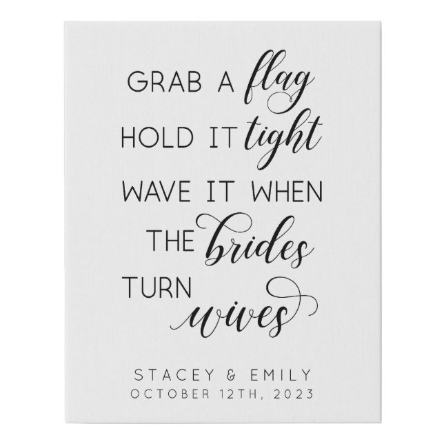 Grab A Flag Two Wives Wedding Faux Canvas Print (Front)