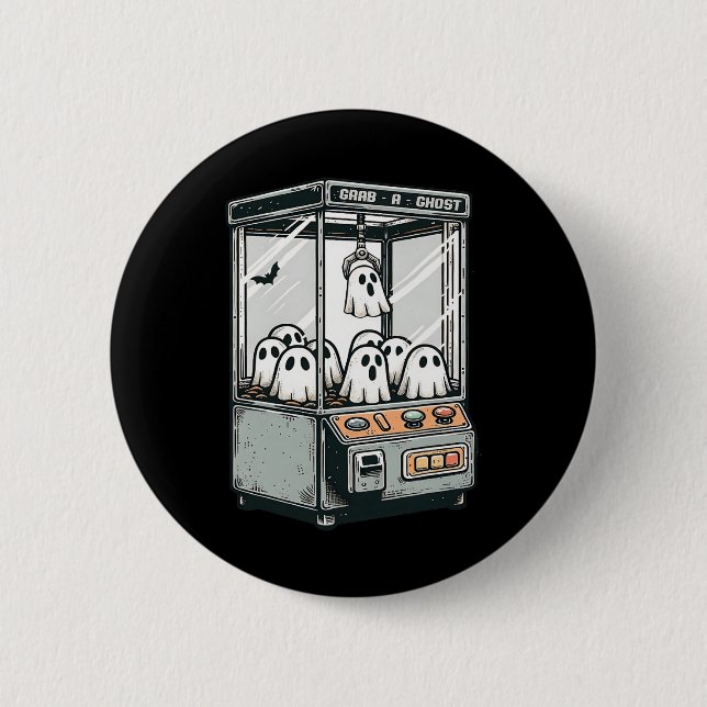 Grab A Ghost Claw Machine Arcade Funny Halloween K Button (Front)