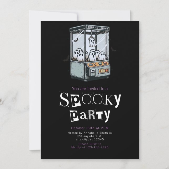Grab a Ghost Modern Minimalist Halloween Party Invitation (Front)