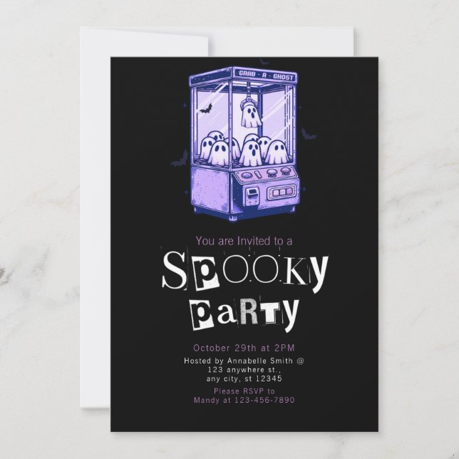 Grab a Ghost Modern Minimalist Halloween Party Invitation (Front)
