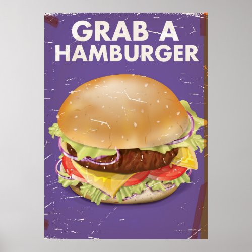 Grab a Hamburger Vintage Food Poster Poster