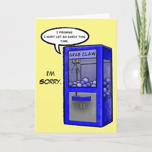 Grab Claw Machine Apology Card