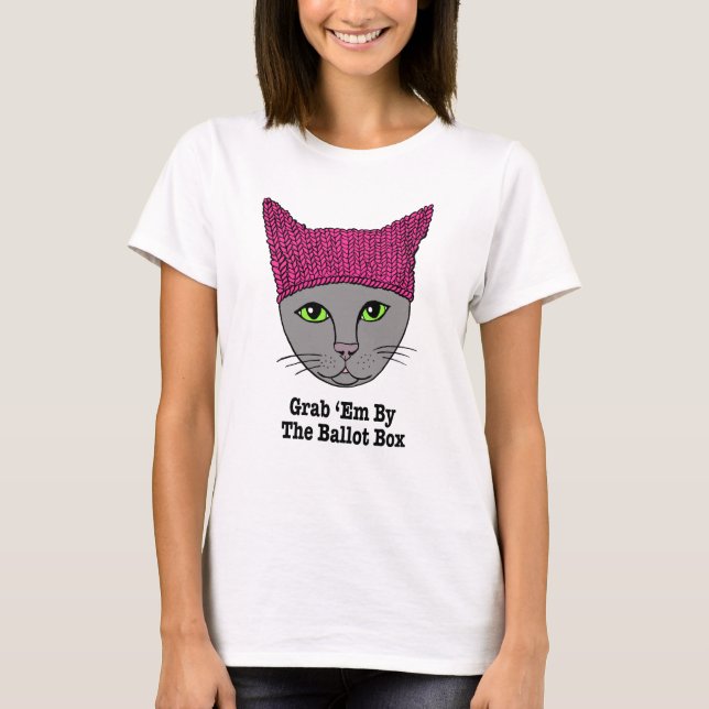 Grab 'Em By The Ballot Box Kitty T-Shirt (Front)