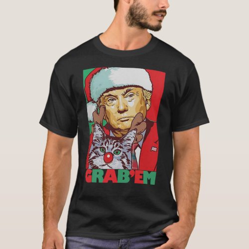 Grab Em Cat Funny Trump Christmas Tshirt Xmas Gif