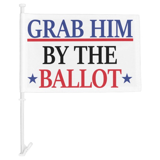 Grab Him By The Ballot Anti Trump Vote Car Flag (Front)