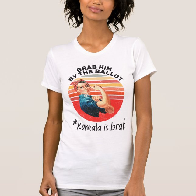 Grab him by the ballot #kamala is brat - Retro T-Shirt (Front)