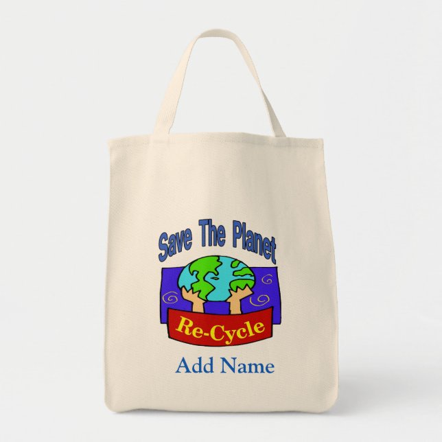 Grab It Grocery Bag, Save The Planet Tote Bag (Front)