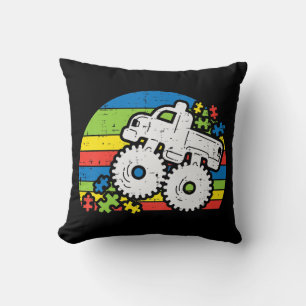 Grab this cute Monster Truck Crushing Puzzle T-Shi Throw Pillow