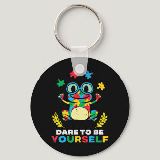 Grab this cute Puzzle Frog Dare To Be Yourself T-S Keychain