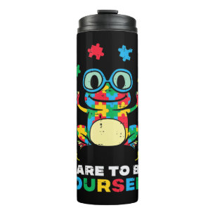Grab this cute Puzzle Frog Dare To Be Yourself T-S Thermal Tumbler
