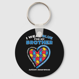 Grab this cute Puzzle I Wear Blue For My Brother T Keychain