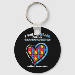Grab this cute Puzzle Wear Blue For Granddaughter  Keychain