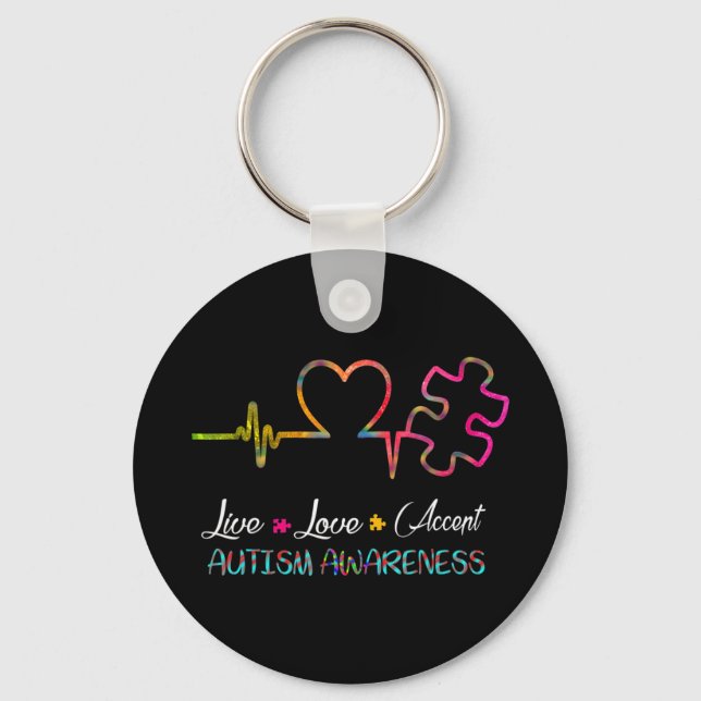 Grab This "Live Love Accept Autism Awareness" As a Keychain (Front)