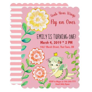 Grab Your Wings Fairy First Birthday Invitation