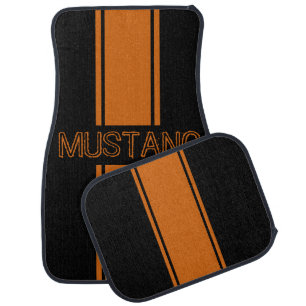 Grabber Orange Racing Stripes Car Floor Mat