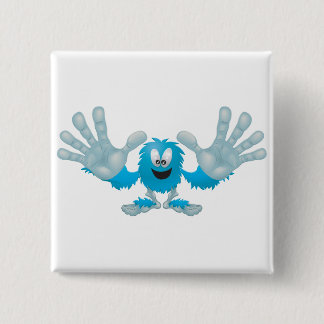 grabby slap ten furry blue goofy monster pinback button