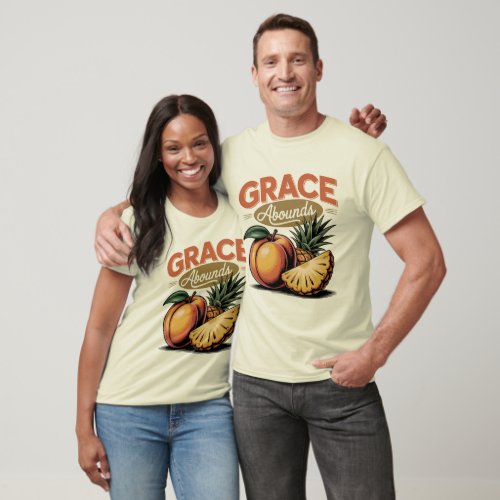 Grace Abounds Peach Pineapple Retro Faith Tee