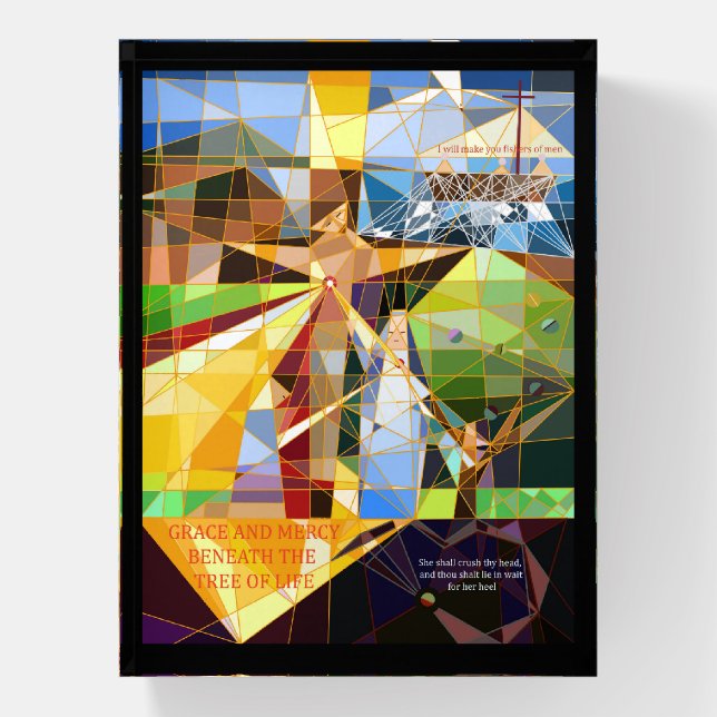 Grace and Mercy Christian devotional art Paperweight (Vertical)