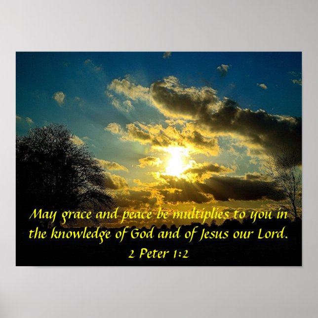 Grace and Peace bible verse 2 Peter 1:2 poster (Front)
