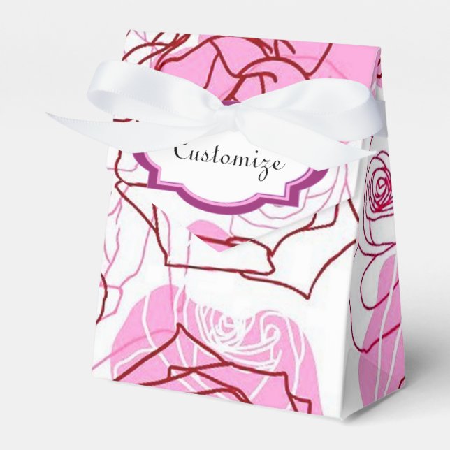 Grace & Appreciation Pink Roses Tent Favor Box (Front Side)