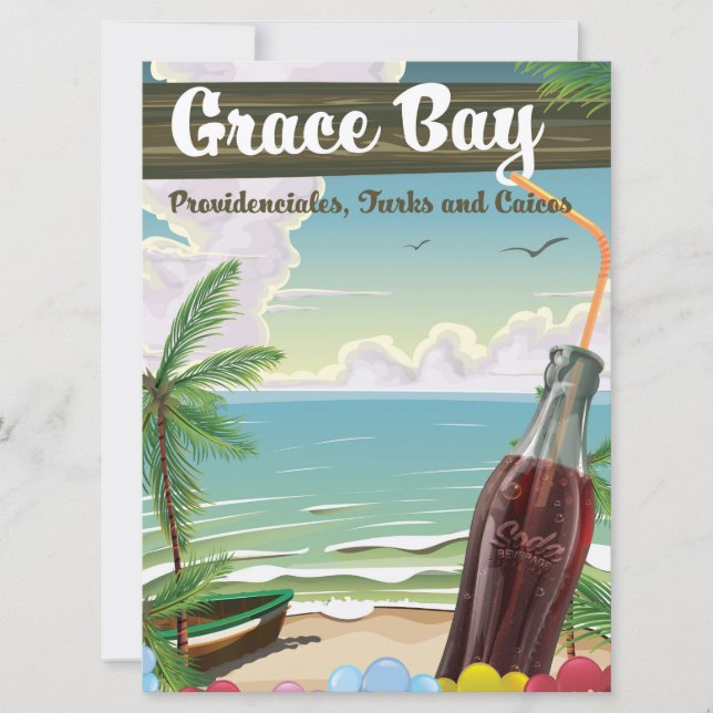 Grace Bay, Providenciales, Turks and Caicos Travel Invitation (Front)