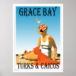 Grace Bay Turks &amp; Caicos Retro Poster