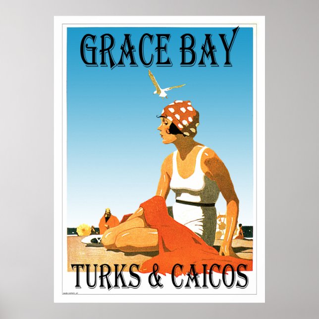 Grace Bay Turks & Caicos Retro Poster (Front)