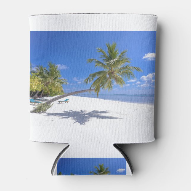 Grace Bay, Turks & Caicos Sand & Blue Ocean Waves Can Cooler (Front)