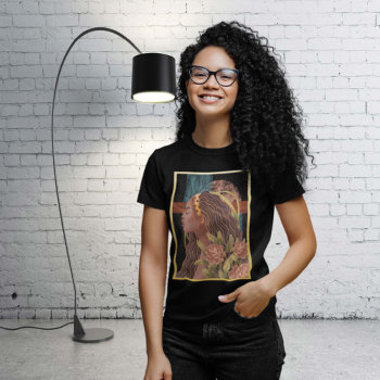 Grace Beautiful Black Woman With Flowers T-shirt by Ricaso_Graphics at Zazzle