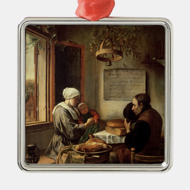 Grace before Meat, 1660 Metal Ornament (Front)