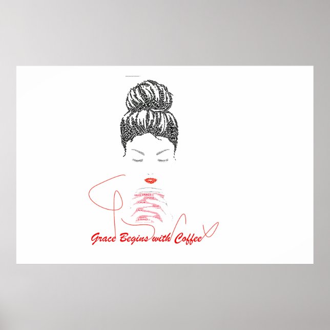 Grace Begins with Coffee Typography Poster (Front)