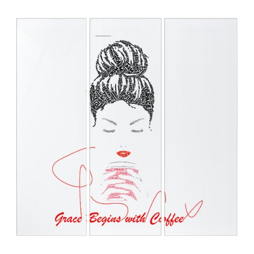 Grace Begins with Coffee Typography T-Shirt Triptych