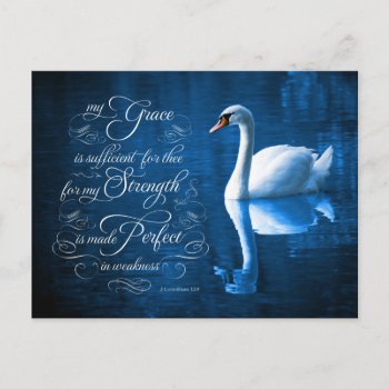 Grace Bible Verse Mute Swan Postcards by Walnut_Creek at Zazzle