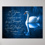 Grace Bible Verse Mute Swan Poster at Zazzle