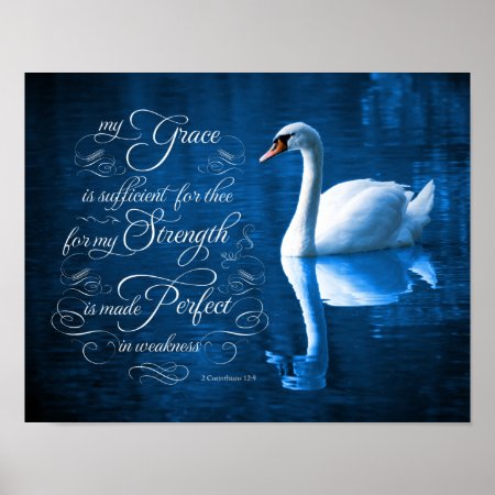 Grace Bible Verse Mute Swan Poster