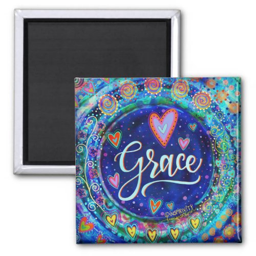 Grace Blue Pretty Fun Hearts Modern Inspirivity Magnet